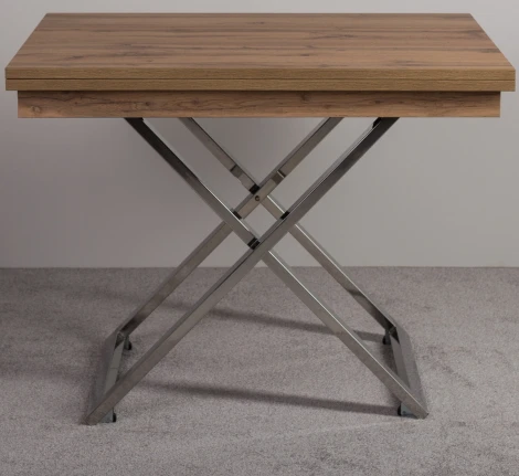 Стол трансформер Левмар Cross D38/S79 (дуб вотан/нержавеющая сталь) от фабрики Levmar
