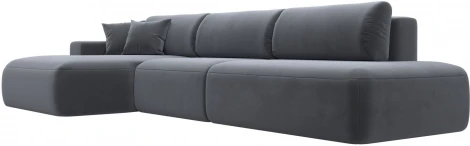 Диван угловой Лига-036 НПБ Модерн Лонг левый угол (Серый/Велюр) Лига Диванов арт.121429L