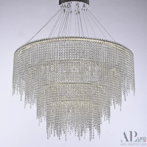 Подвесная люстра каскадная хрустальная светодиодная APL LED Sicilia SH02.93.4D.B.Ni.4000 (220V, на тросе)