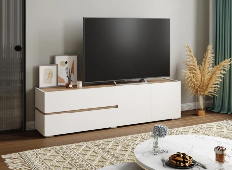 ТВ-тумба Атлон (Атлон белый / дуб вотан) Woodville арт.563521