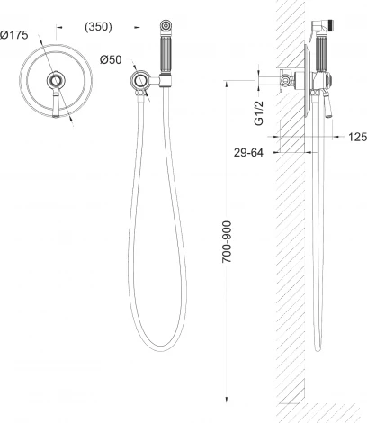Гигиенический душ Timo Arisa 5309/03SM со смесителем, С ВНУТРЕННЕЙ ЧАСТЬЮ. черный