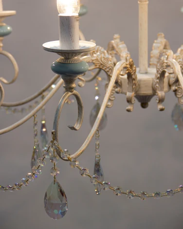 Подвесная люстра Abrasax L.8303-8CREAM/G (220V, на цепи, свеча)