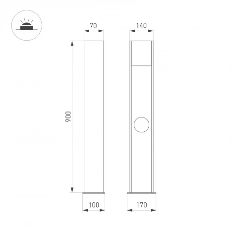 Наземный светильник светодиодный LGD-SEKVOYA-BOLL-SOCKET-H900-11W Warm3000 (BK, 120 deg, 230V) (Arlight, IP54 Металл) 050734