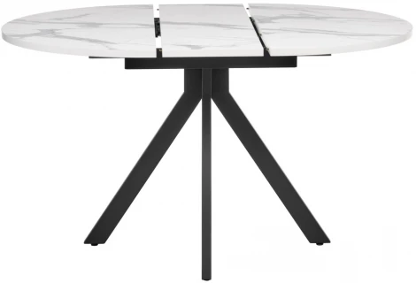 Стол Rudolf круглый раскладной 100-130x100x75см, белый мрамор, чёрный Bradex Home RF 0417