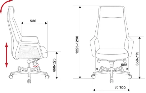 Кресло руководителя Бюрократ _Antonio черный кожа крестовина алюминий