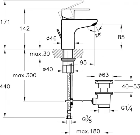 Смеситель VitrA Win S A42594EXP для раковины