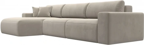 Диван угловой Лига-036 НПБ Классик Лонг левый угол (Бежевый/Микровельвет) Лига Диванов арт.121381L