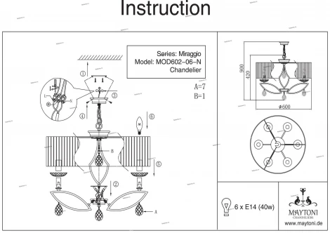Подвесная люстра Maytoni Miraggio MOD602-06-N