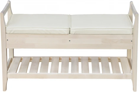 Скамья для прихожей Н с ящиком, экокожа крем, каркас лак от фабрики Mebelik