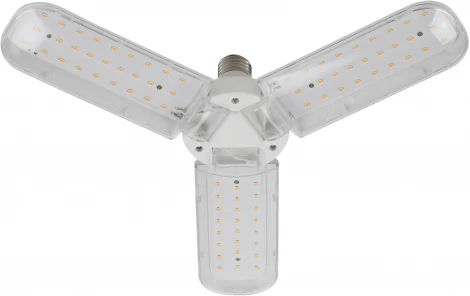 Фитолампа для растений светодиодная ЗРА FITO-24W-Ra90-E27-FOLD 3-х лепестковая полного спектра 24 Вт ЭРА