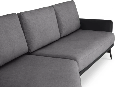 Диван Ispani угловой левый ОГОГО (арт.799391), (Ткань,Экокожа/Черный,Серый)