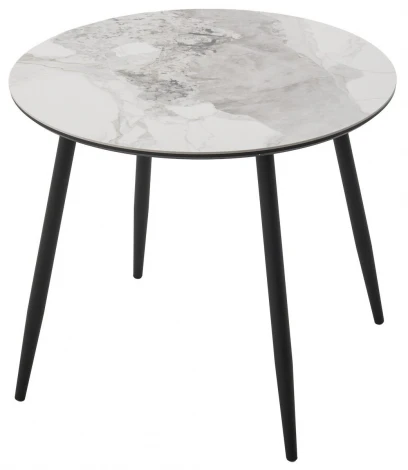 Стол МИЛТОН D89 цвет ПАНДОРА (PANDORA LIGHT 122 BG), керамика / Черный каркас M-City 64590