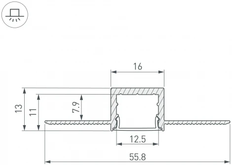 Профиль SL-LINIA16-FANTOM-2000 ANOD (Arlight, Алюминий) 049012