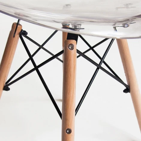 Стул CINDY (EAMES) (mod. 001) светло-розовый/light pink (дерево береза/металл/сиденье пластик)