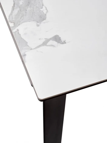 Стол CREMONA 140 HIGH GLOSS STATUARIO Белый мрамор глянцевый, керамика/ черный каркас