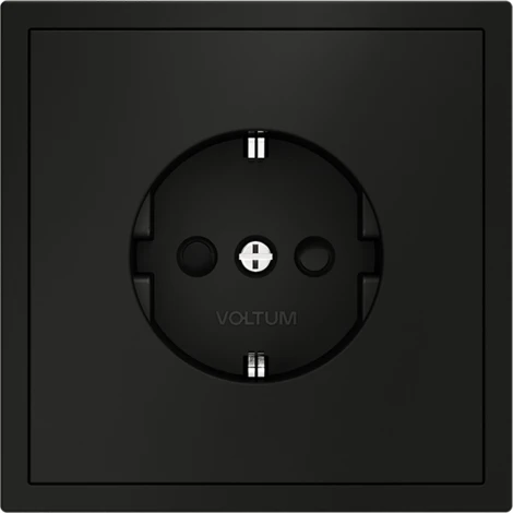 Розетка с заземлением и шторками (черный матовый) Voltum S70 VLS040208
