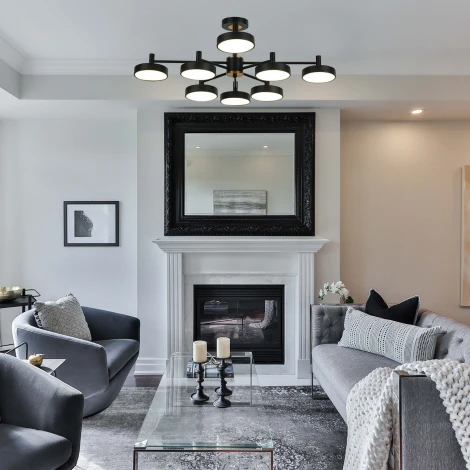 Потолочная люстра светодиодная Escada Siri 10211/8LED 96Вт, металл/пластик, черный