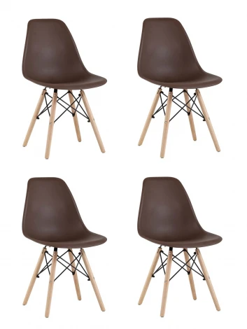 Стул Eames Style DSW коричневый x4 (разборный каркас) Stool Group арт.УТ000037606