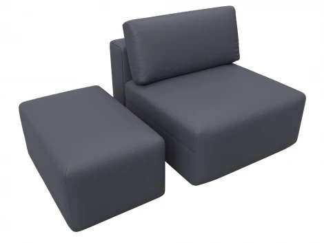 Модули диван и пуф Лига-060 НПБ (ЛДСП,Брус,Фанера/Пластик/Экокожа/Серый) Лига Диванов 130087