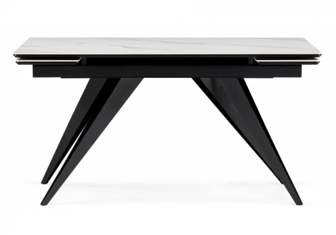 Кухонный стол Notta Дарвин 160(220)х89 белый мрамор snow white / черный