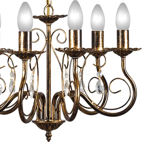 Люстра подвесная Day&Night, 6 ламп, черный с золотом и прозрачным