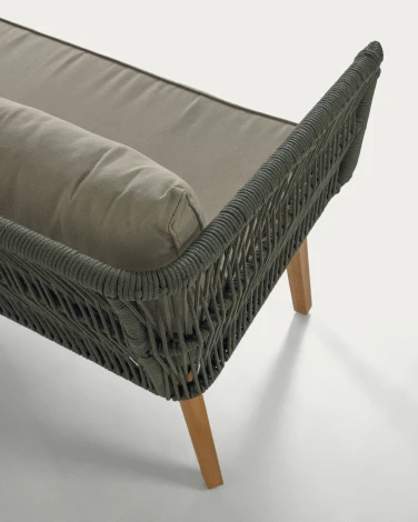 Диван уличный La Forma (ex Julia Grup) Inti (Зеленый,Бежевый/ Дерево,Акация,Полиэтилен,Алюминий,Веревка,Пена)