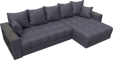 Диван угловой с декором и полкой Лига-050 НПБ Лига Диванов (Экокожа) арт.128606