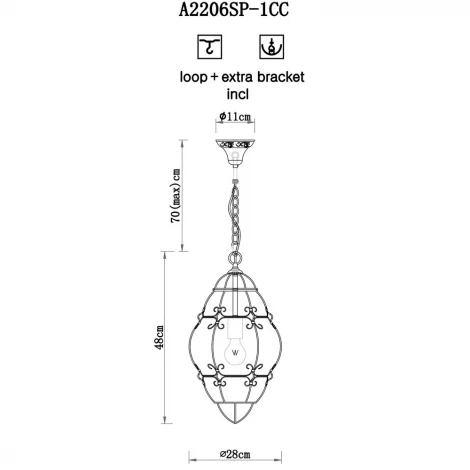 Подвесной светильник Arte Lamp Venezia A2206SP-1CC