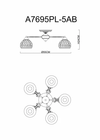 Потолочная люстра Arte Lamp Malina A7695PL-5AB