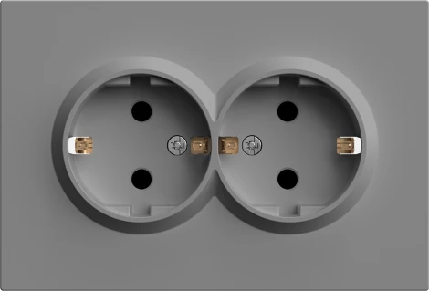 Розетка двойная с заземлением и шторками (серый) Stekker Эмили 49960