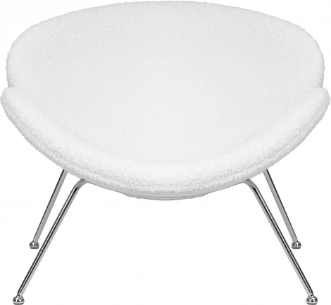 Кресло дизайнерское DOBRIN EMILY (белый (букле) ткань , хромированная сталь) 72-LMO EMILY, цвет сиденья букле белый, основания сталь