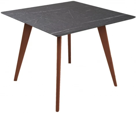 Стол R-Home Лунд 860*860 мрамор Графит Темный орех
