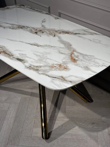 Стол обеденный IST-CASA Неаполь Голд TW1162-T-1,160x90x76 см, серо-золотая керамика/золото