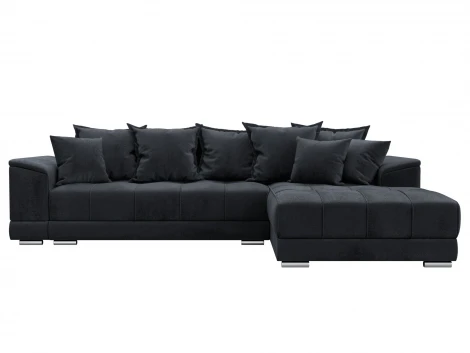 Диван угловой НордСтар правый угол (ДСП,Брус/Пластик/Велюр/Темно-серый) Лига Диванов 127943