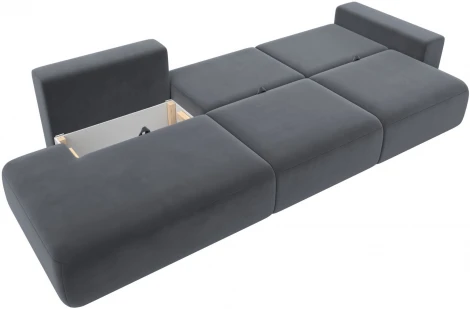 Диван прямой Лига-036 НПБ Модерн Лонг подлокотник справа (Серый/Велюр) Лига Диванов арт.121361