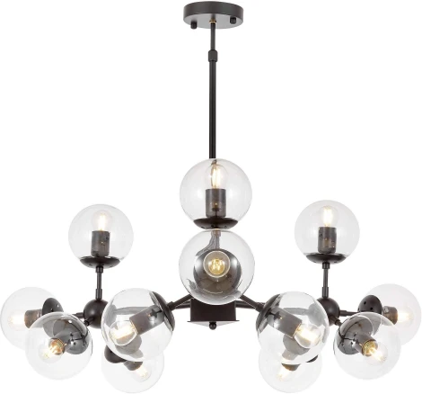 Потолочная люстра на штанге Lumina Deco Zodiak LDP 160-12 BK+PR (220V, на тросе)