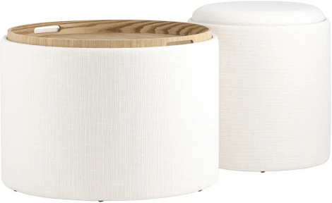 Пуф-столик с ящиком Хюгге L рогожка белый УТ000035343