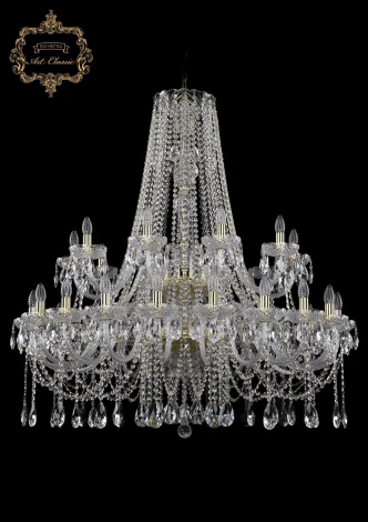 Подвесная большая люстра Art Classic 11.12 11.12.20+10.400.2d.Gd.Sp (220V, хрусталь, на цепи, подсвечник, свеча)