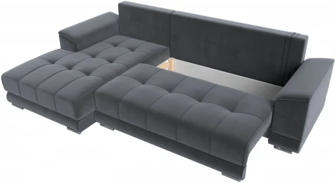 Диван угловой НордСтар левый угол (Серый/Велюр) Лига Диванов арт.121110L
