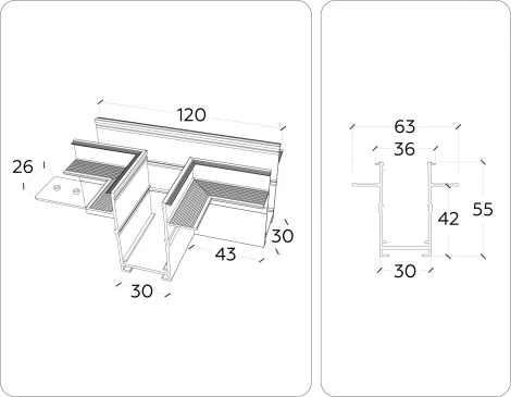 Коннектор T-образный для встраиваемого магнитного шинопровода Ambrella TRACK SYSTEM GL1041
