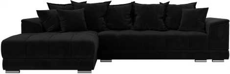 Диван угловой НордСтар левый угол (Черный/Велюр) Лига Диванов арт.121112L