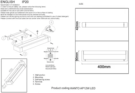 Настенный светильник светодиодный Crystal Lux KANTO AP12W LED BL