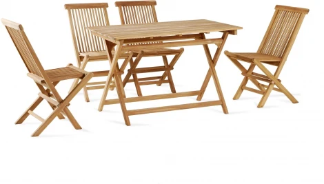 Стол прямоугольный складной Nairobi (Массив тика/Бежевый) ОГОГО Обстановочка! арт.889247