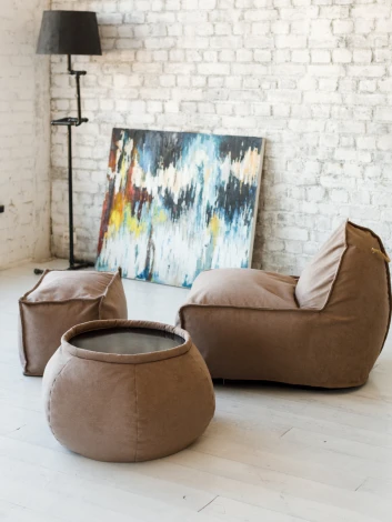 Кресло Dreambag Манхеттен Бежевое с Пуфом 1422603