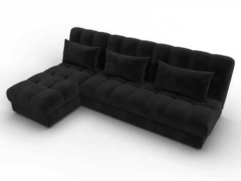 Диван угловой Лига-116 НПБ угол левый (ДСП,ЛДСП,Велюр/Черный) Лига Диванов 136956L