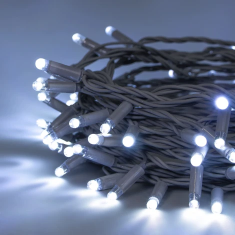 Гирлянда Нить 10м белая 24В, 100 LED, провод серый каучук 2,3мм, IP65 Laitcom ECO100-5-1W