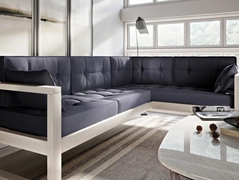 Диван Arsko Астер У беленый дуб серый велюр