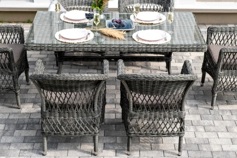"Амароне" обеденная группа из искусственного ротанга на 6 персон, цвет графит 4SIS арт.УТ-00007688