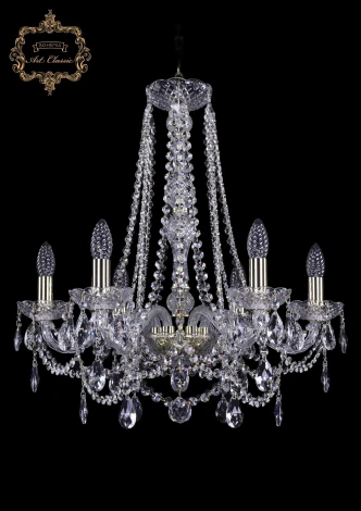 Подвесная люстра Art Classic 11.25 11.25.6.200.h-63.Gd.Sp (220V, хрусталь, на цепи, подсвечник, свеча)