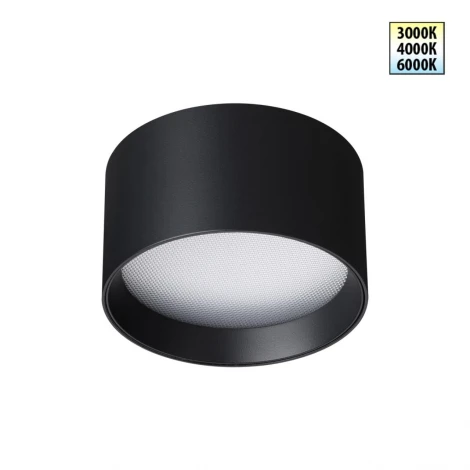 Светильник накладной светодиодный с переключ. цв. температуры Novotech Orbis 359595 черный IP20 LED 12W 220-240V 3000К\4000К\6000К